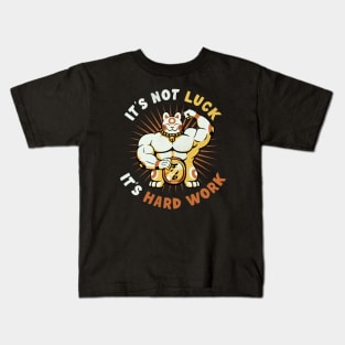 It's Not Luck It's Hard Work Lucky Cat by Tobe Fonseca Kids T-Shirt